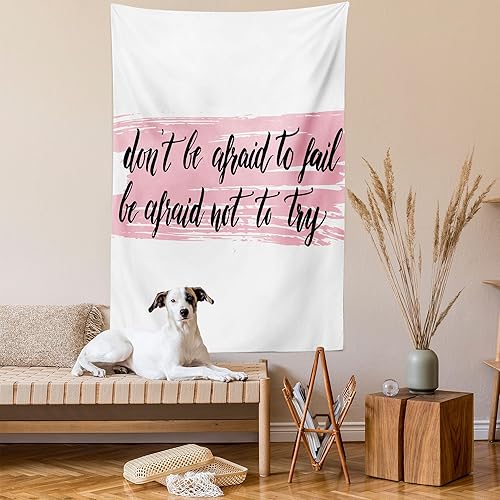 Miniatura 2 de Ambesonne Tapiz de estilo de vida, impresión artística con texto en inglés «Do Not Be Afraid to Fail Be Afraid to Try Words», para colgar en la