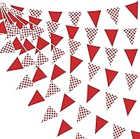 Vista 17 de Decoraciones de Fiesta de Carreras de 32 Pies Azul Polvoriento Negro Blanco a Cuadros Banner de Tela de Auto de Carreras Bandera Triangular Banderín