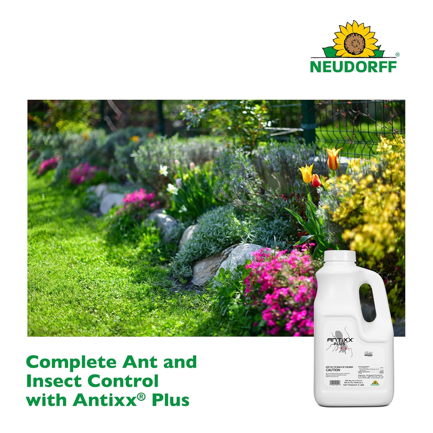 Neudorff ANTIXX Plus Ant & Insect Control Granules for Ants, Crickets, Cutworms, Earwigs, Pillbugs, Slugs, Snails and Sowbugs for Organic Gardening