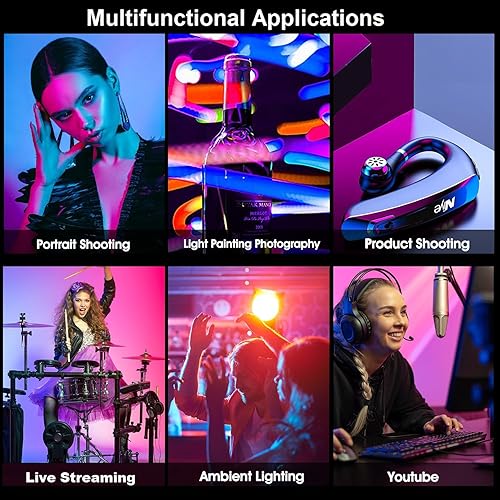 Miniatura 2 de Luces de video RGB Iluminación de fotografía - Mini luz LED para cámara con 3 soportes de zapata fría 360 a todo color, CRI95+ 2500-9000K lámpara de