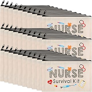 30 Pieces Nurse Makeup Bags Nurse Survival Kit Bag Nurse Gift for Women, Girls, Nurse Practitioner, Nursing Student, Nurses Week Gifts Funny Travel Cosmetic Bag Mini Multi Purpose Toiletry Bag