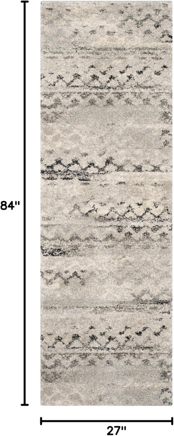 SAFAVIEH Retro Collection Runner Rug - 2'3" x 7', Cream & Grey, Modern Abstract Design, Non-Shedding & Easy Care, Ideal for High Traffic Areas in Living Room, Bedroom (RET2136-1180)