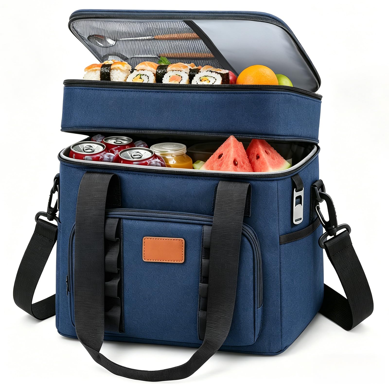 Borsa Termica Porta Pranzo 30.7L Grande con Tracolla Regolabile e Tasche Multiple per Picnic Campeggio Ufficio
