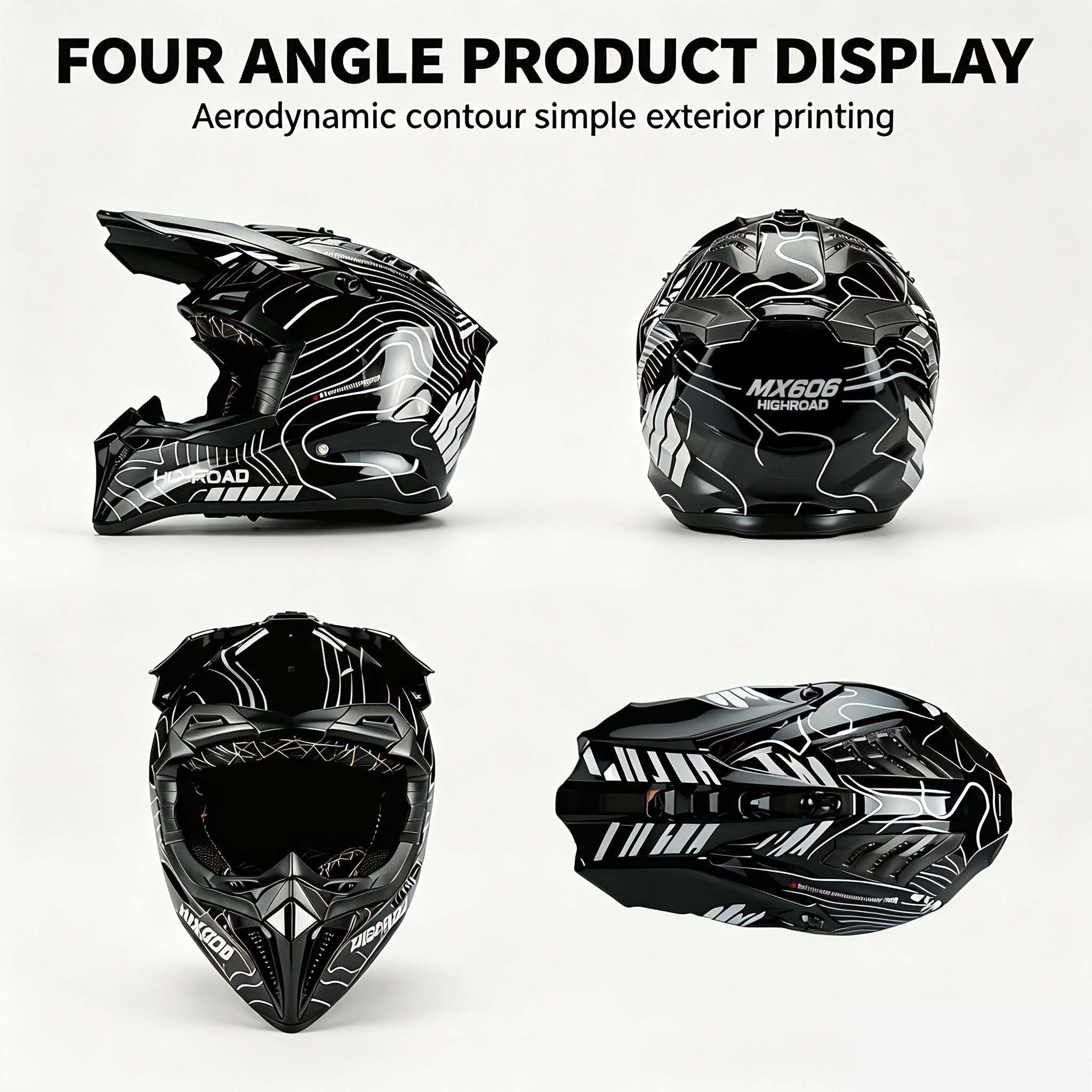 Casco Motocross, Casco Moto Cross Integrale con Occhiali, Guanti e Maschera