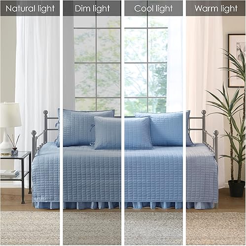 Miniatura 2 de Comfort Spaces - Funda de sofá cama de lujo de doble cara, acolchada, ropa de cama acogedora para todas las estaciones con falda de cama, fundas a