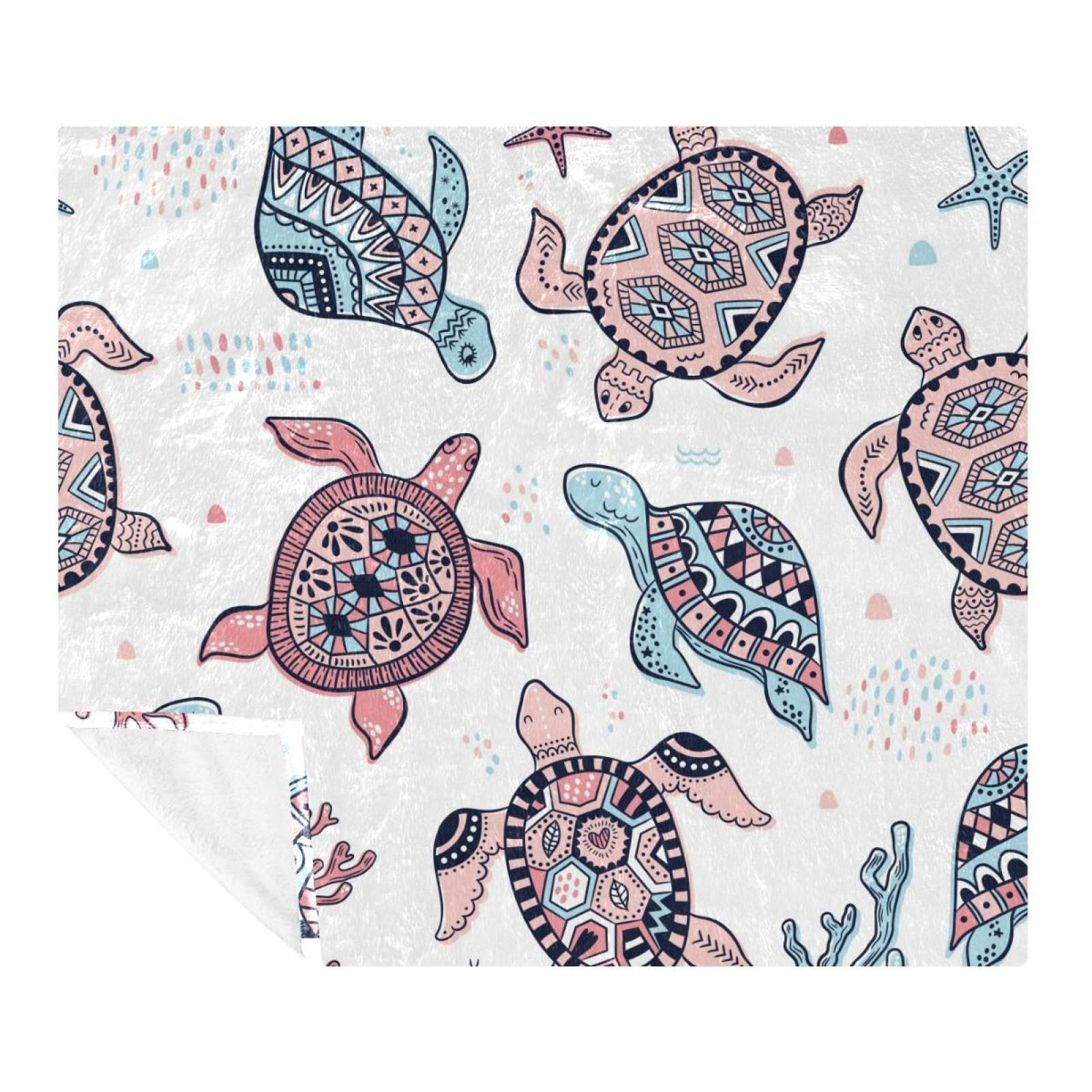 Couverture polaire légère adulte enfant microfibre douce motif tortue