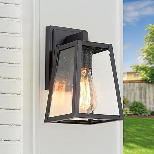 Luces negras para porche al aire libre, estilo trapecio de granja, impermeables, para montaje en pared, modernos apliques exteriores antioxidantes,