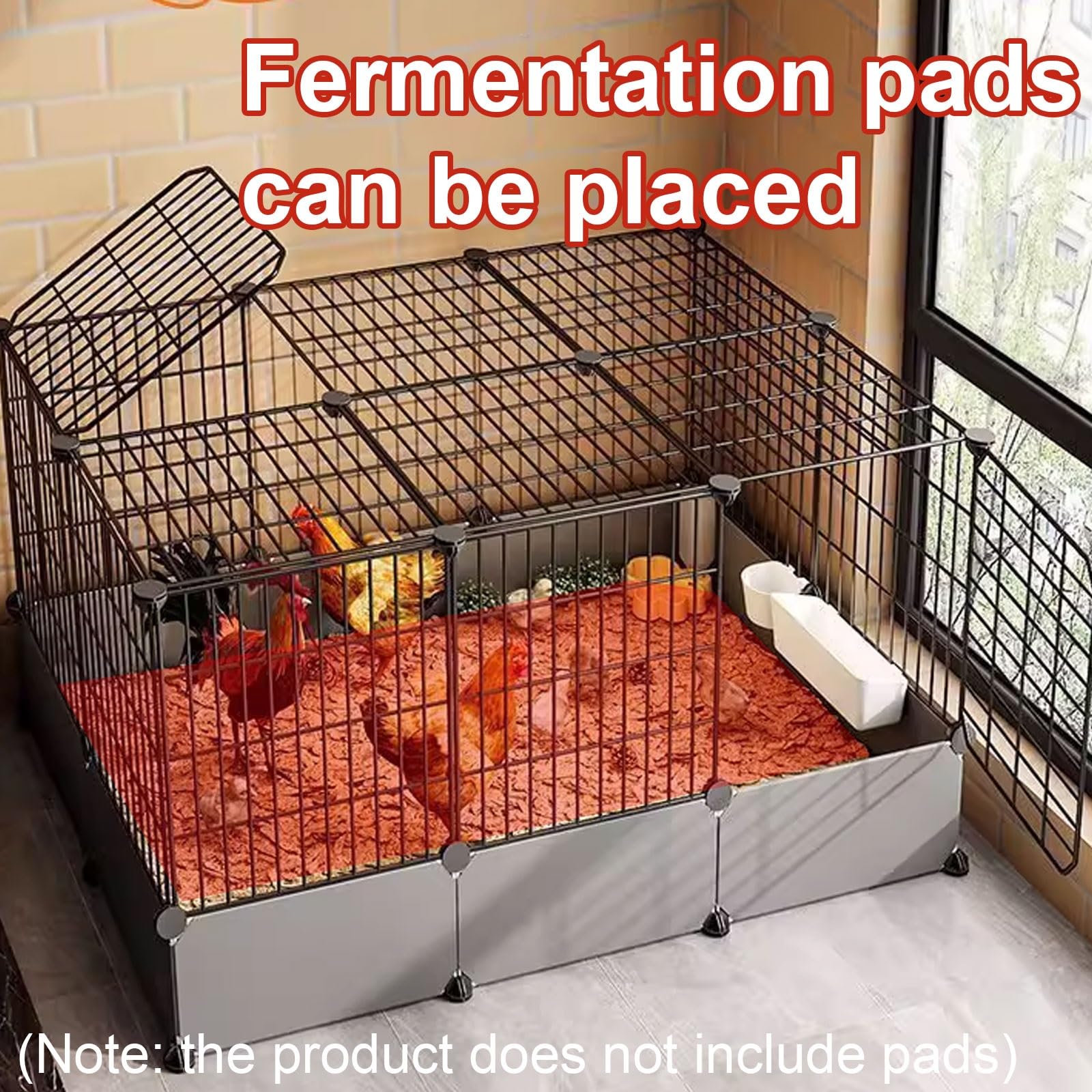 Gallinero Exterior Metálico Jaula Portátil para Gallinas De Exterior Diseño con Doble Puerta Paneles Laterales Elevados Hecho De Malla De Hierro Y PP(107 * 37 * 55CM)