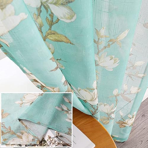 Miniatura 8 de SMILE WEAVER Cortinas traslúcidas turquesa de 84 pulgadas de largo, 2 paneles para sala de estar, cortinas semitransparentes con bolsillo para