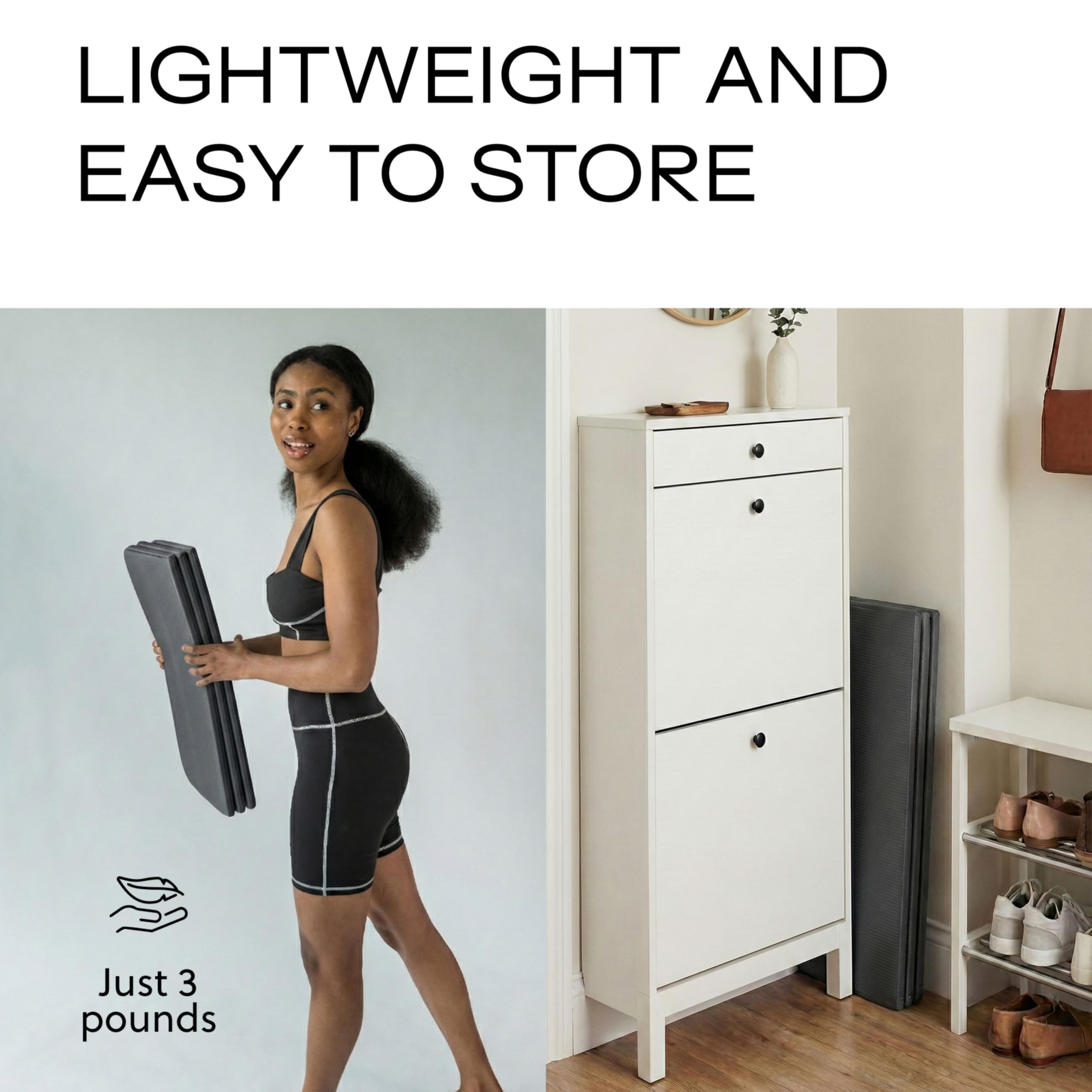 Stakt Esterilla plegable multiusos para fitness y yoga, esterilla de entrenamiento con superficie antideslizante, portátil y ligera, para estudio o uso doméstico