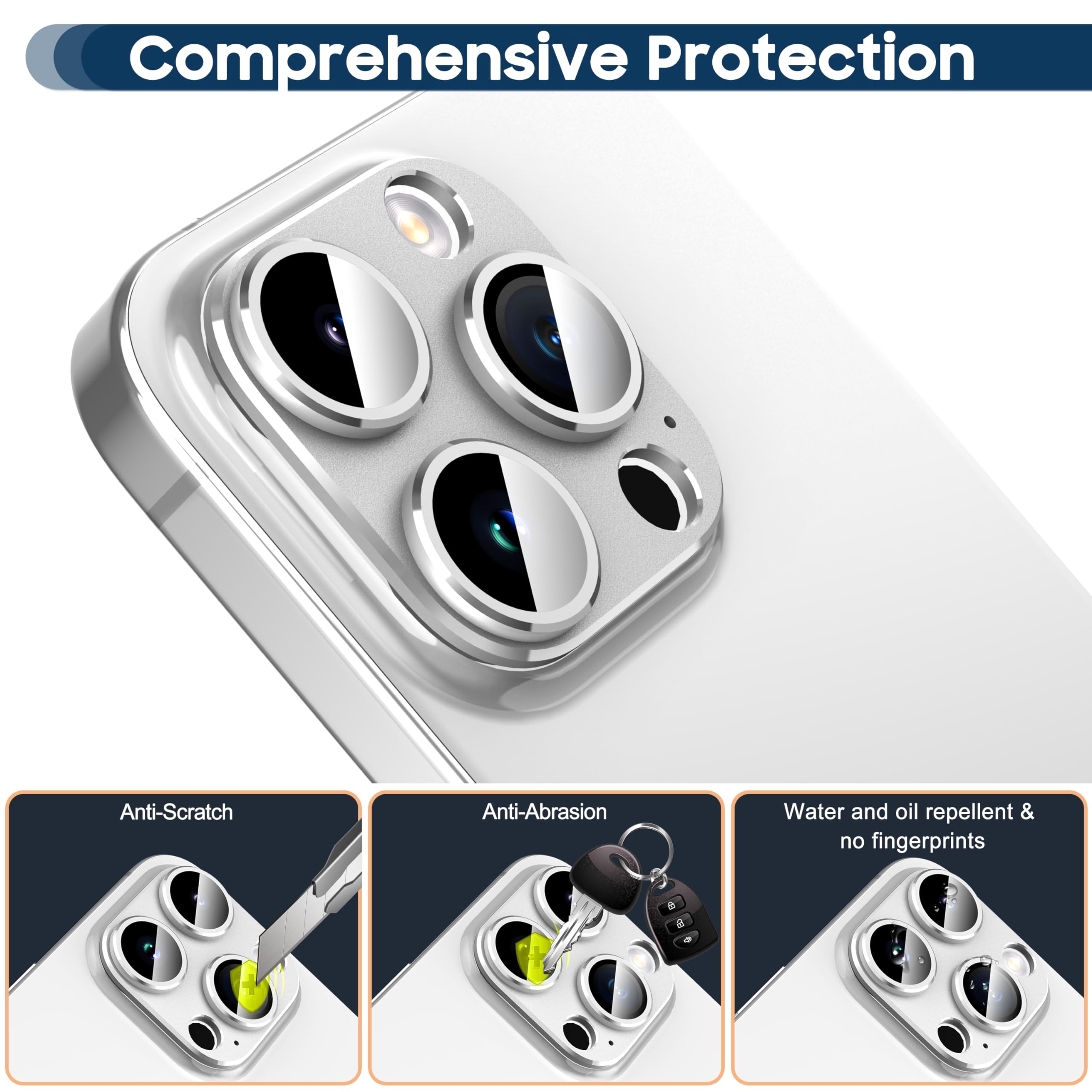 Diruite Protection Objectif Pour IPhone 17 Pro/17 Pro Max Protection Caméra,Protecteur Caméra Verre Trempé HD + Anneau Aluminium Convexe Protector,Noir