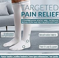 Vista 3 de CompressionZ 30-40 mmHg Knee High Compression Socks Men & Women Support Stockings for Travel, Nurses and Athletes Negro