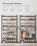 SONGMICS Raquette de chaussures, 8-Tier Organisateur de chaussures, Rangement de chaussures en métal pour garage, Entrée, Ensemble de chaussures 2, 4-Tier Étagère de chaussures empilables, avec étagères plates ou en angle réglables, 32-40 paires, noir ULMR08B