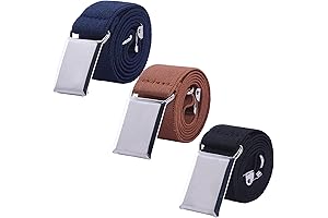 Toddler Boy Kids Buckle Belt - Adjustable Elastic Child Silver Buckle Belts, 3 Pieces