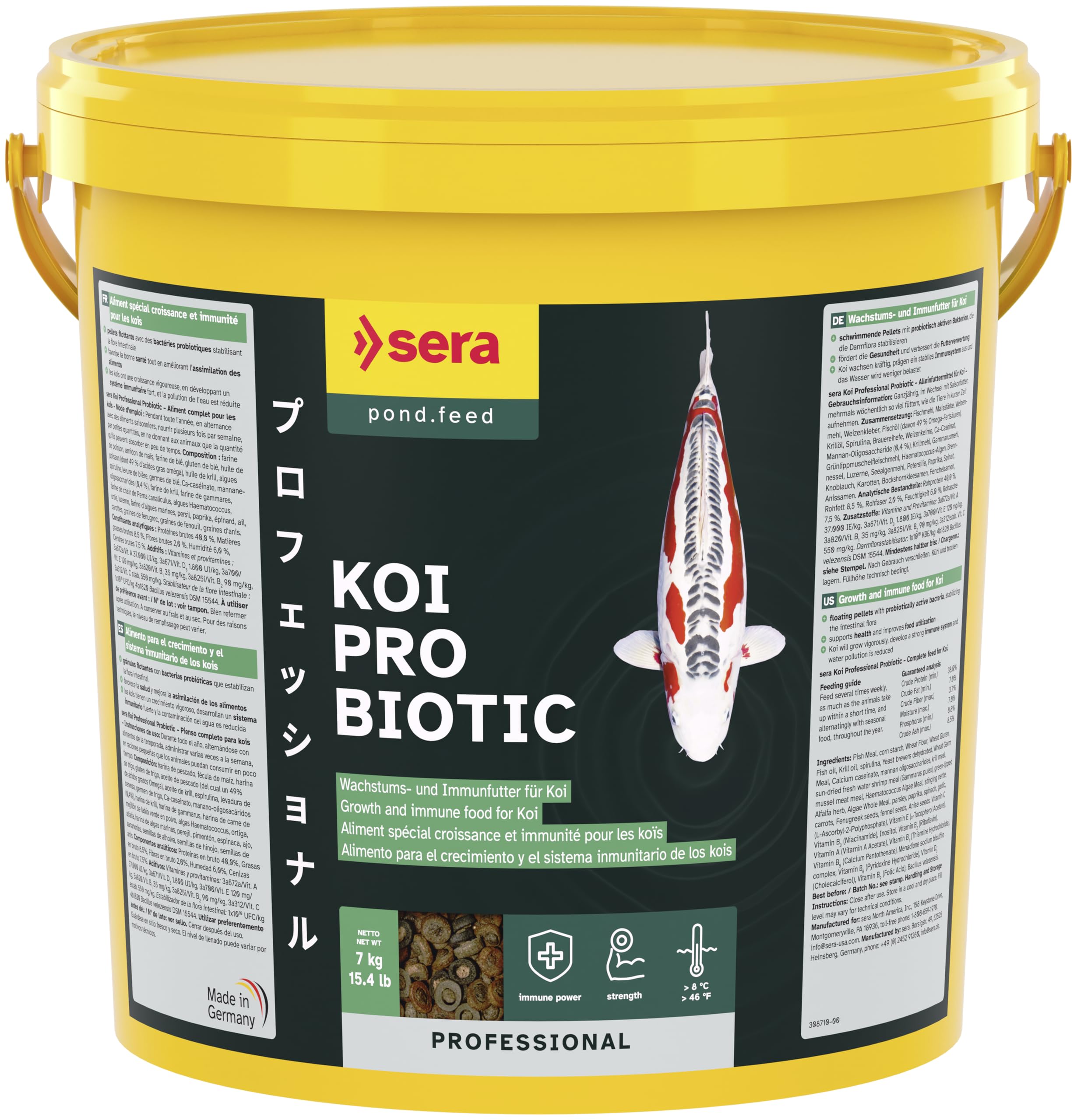Sera Koi All Seasons Probiotic - Innovador alimento Especial con probióticos (estabilizador homologado de la Flora intestinal «Bacillus subtilis») para Peces Koi a Partir de 15 cm