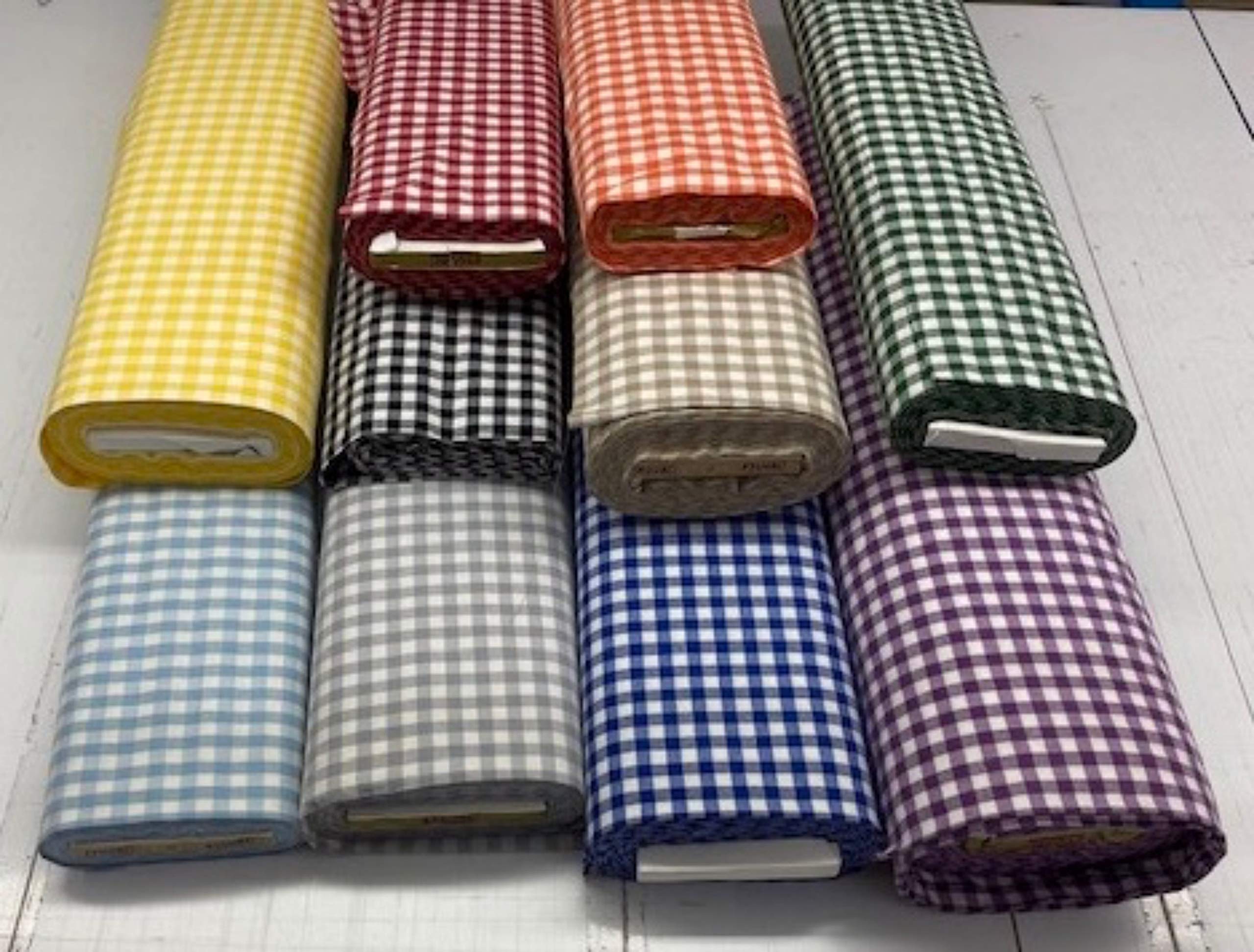 Gingham Polycotton Fabric by The Meter 1 cm Squares 180 cm Width (Lime Green, 3 Meters)
