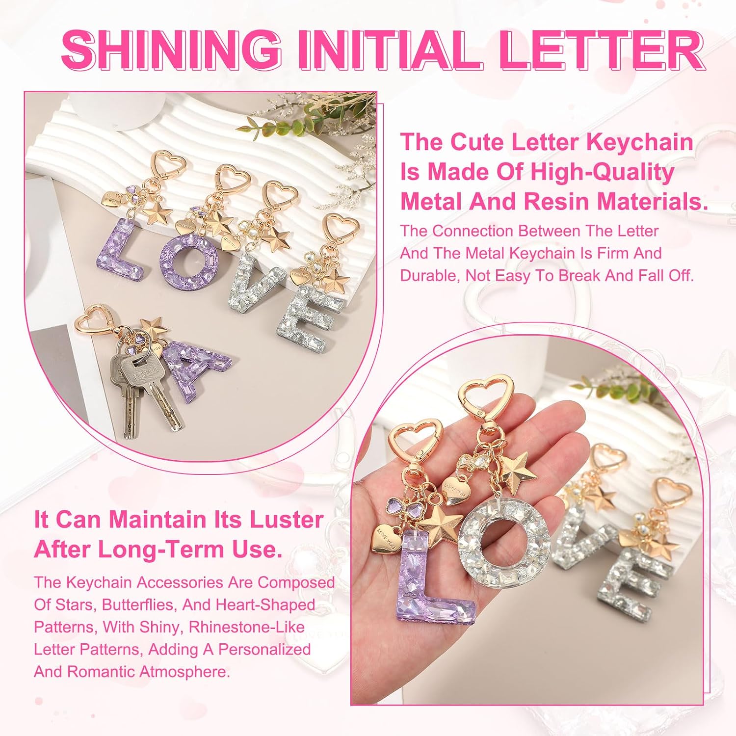 PATIKIL Cute Initial Letter Keychain Letter Keychains image 3