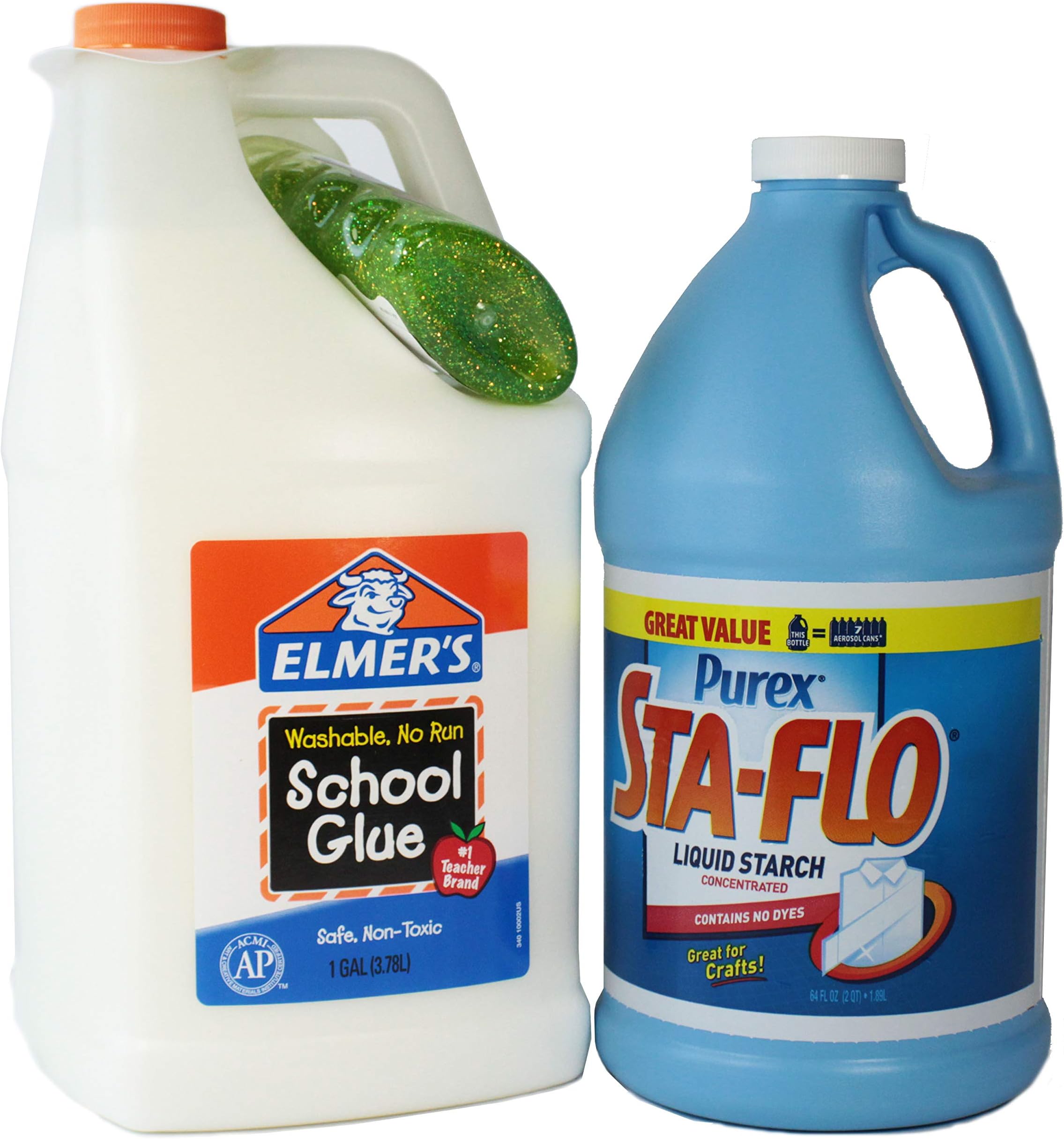 Make Your Own Slime Bundle: Purex Sta-Flo Liquid Starch (32 Ounce) and Elmer's Liquid School Glue (1 Gallon, Washable)