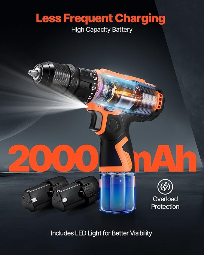 Kit Taladro Atornillador Inalámbrico 5 en 1 ZAVEROX, 2 Velocidades, 19 Ajustes miniatura 7