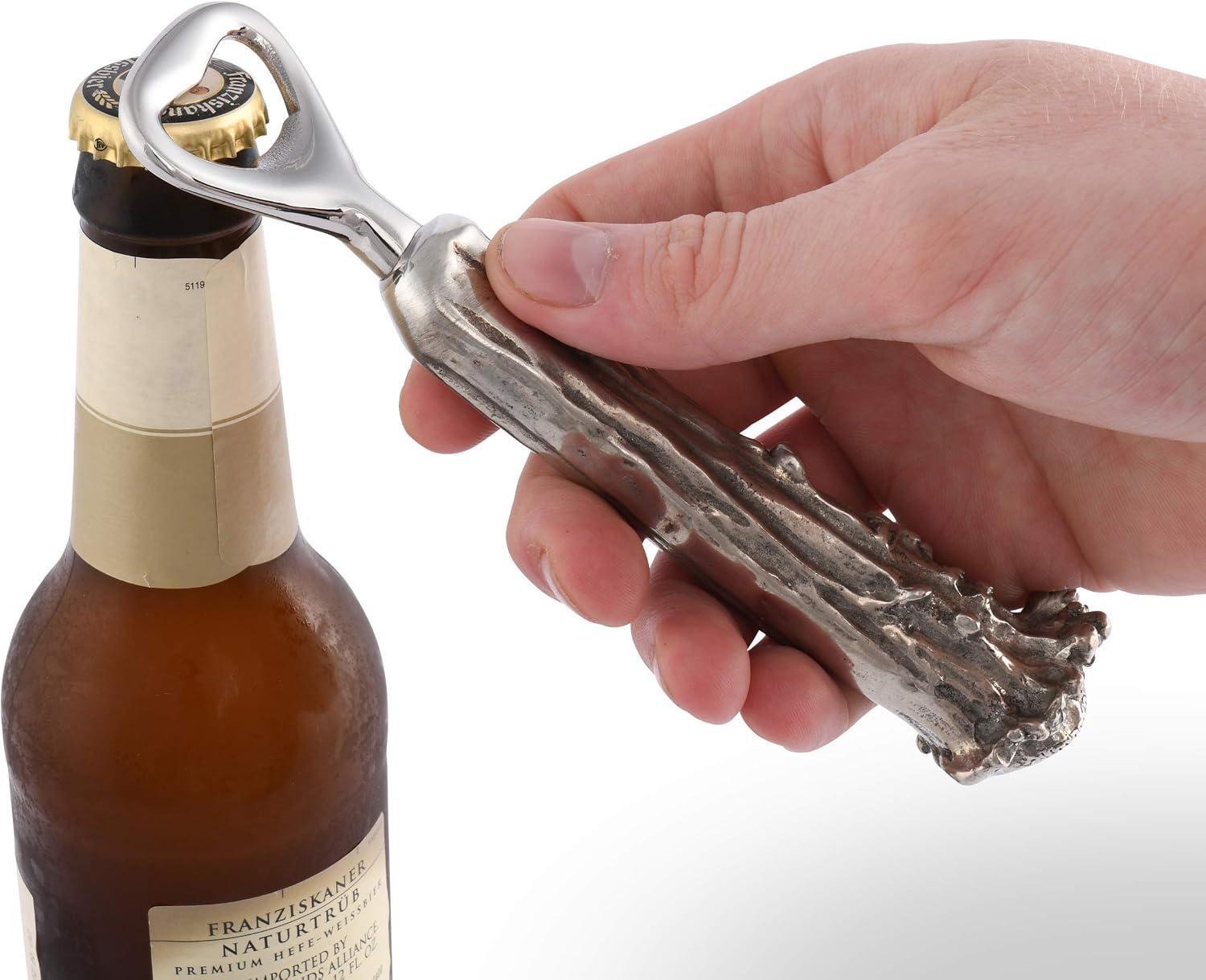 Vagabond House Pewter Metal Antler Bottle Beer Opener Lodge Barware 6.5 inch Long