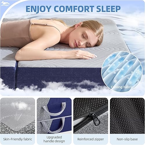 Miniatura 6 de Colchón plegable refrescante, colchón de espuma viscoelástica de 4 pulgadas con efecto transpirable en frío, colchón triple para cama Murphy, cama