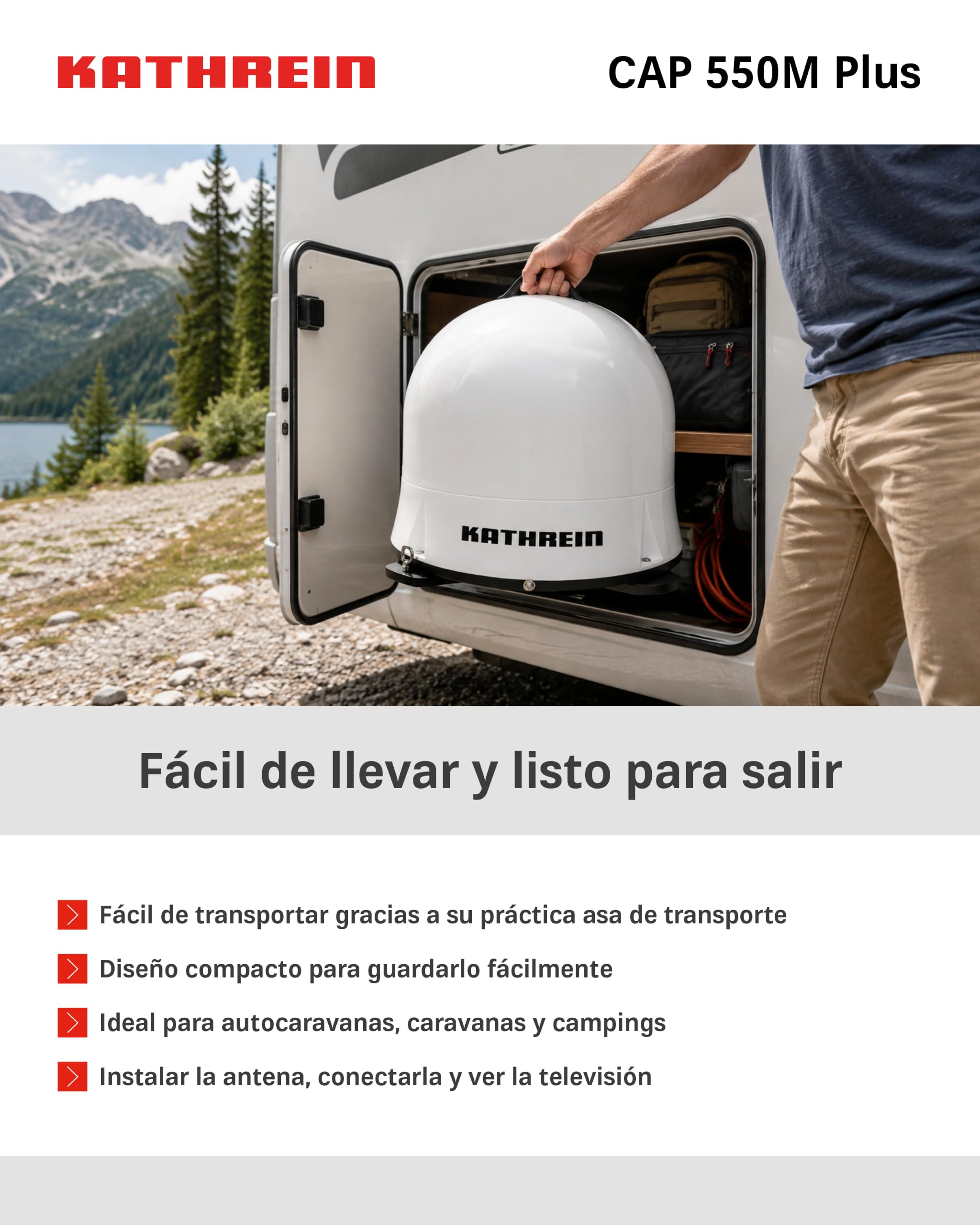 KATHREIN Cap 550M Plus – Antena satélite automática para Camping – Blanco