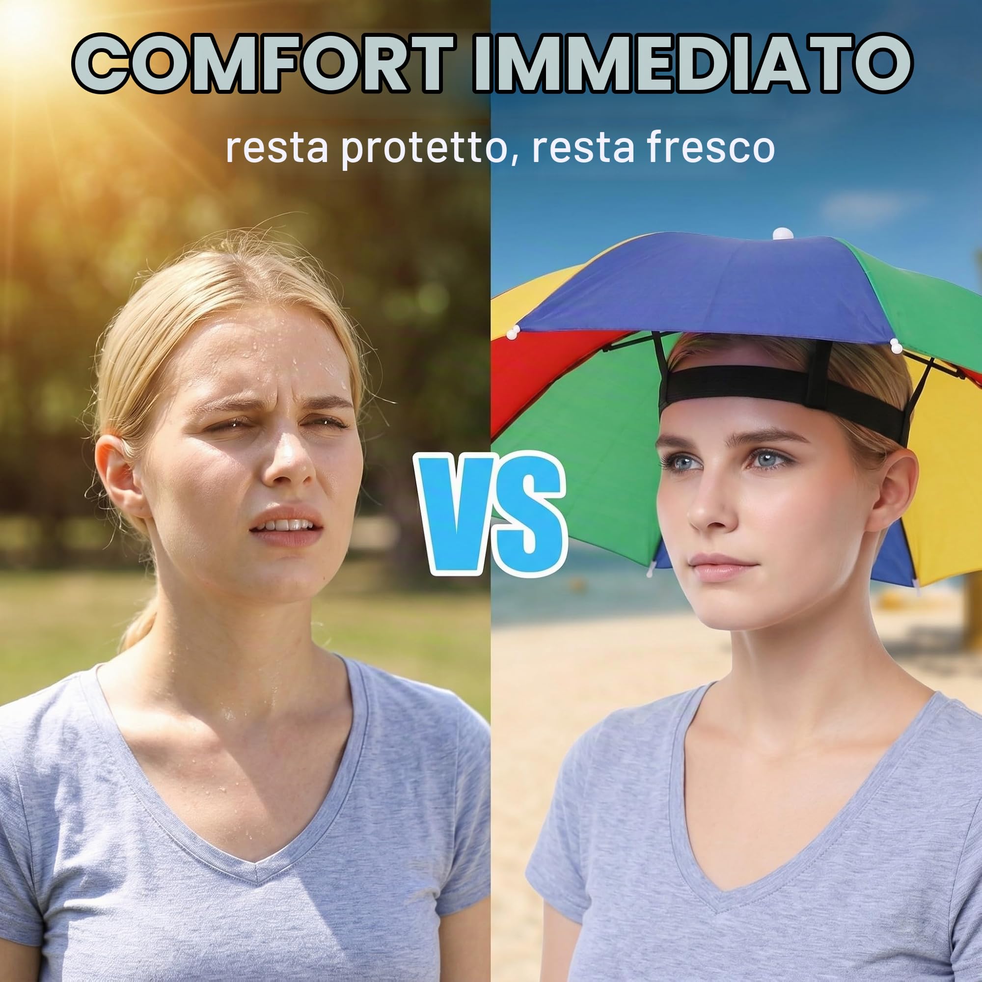 Cappello Ombrello da Testa Mani Libere, Protezione Solare e Pioggia per Pesca, Golf, Giardinaggio e attività all'Aperto per Adulti e Bambini