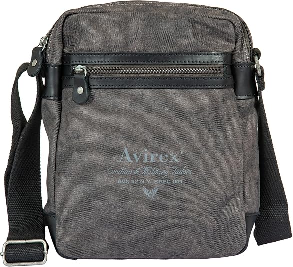 Borsello Uomo Avirex In Canvas - Tracolla Regolabile, Misura Media, Colore Verde Kaki, Multi Tasche