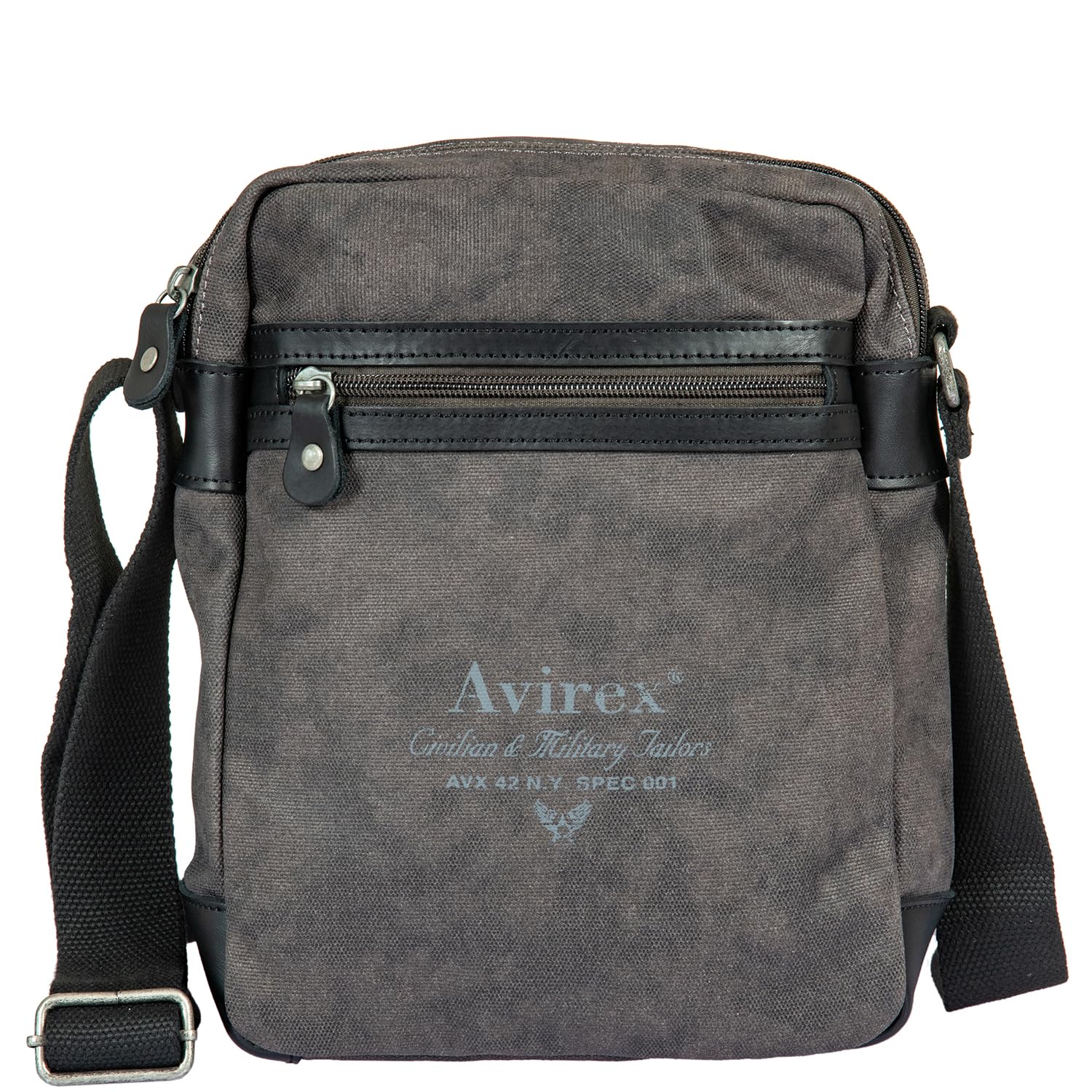 Avirex, Borsello Medio con Tracolla Regolabile in Canvas Spalmato con Parti in Ecopelle, Tracolla da Uomo, Collezione Pasadena, PSD03