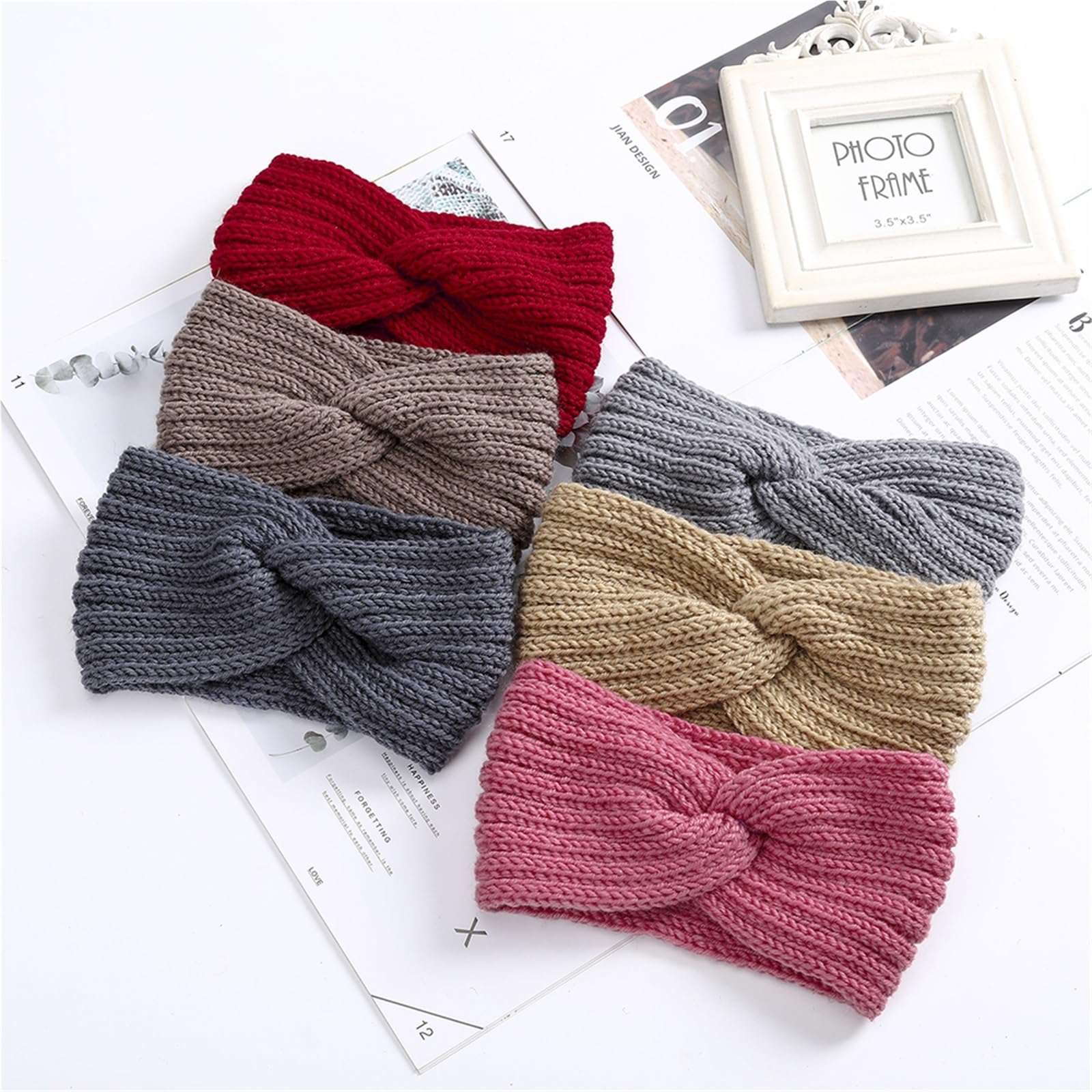 Cerchietto Invernale 3 pezzi fasce for capelli da donna fasce elastiche for capelli tinta unita turbante lavorato a maglia intrecciato fascia for capelli for ragazze invernali Per La Decorazione(Blue