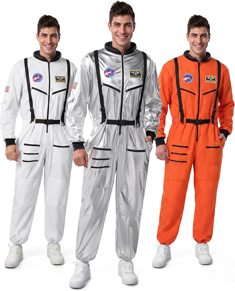 Spooktacular Creations Halloween Astronaut Costume Men Space Suit Spaceman Jumpsuit Pilot Outfit Dress Cosplay Party