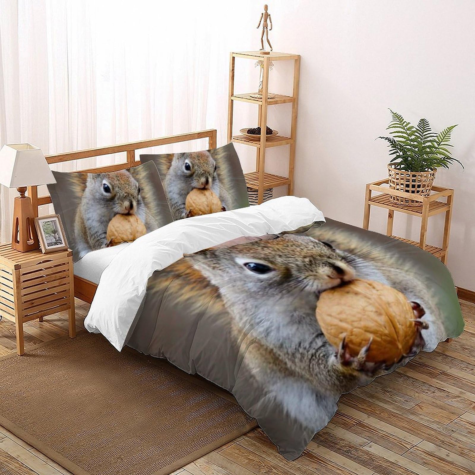 Linge de lit écureuils imprimé 3D taies d'oreiller housse couette 260x220