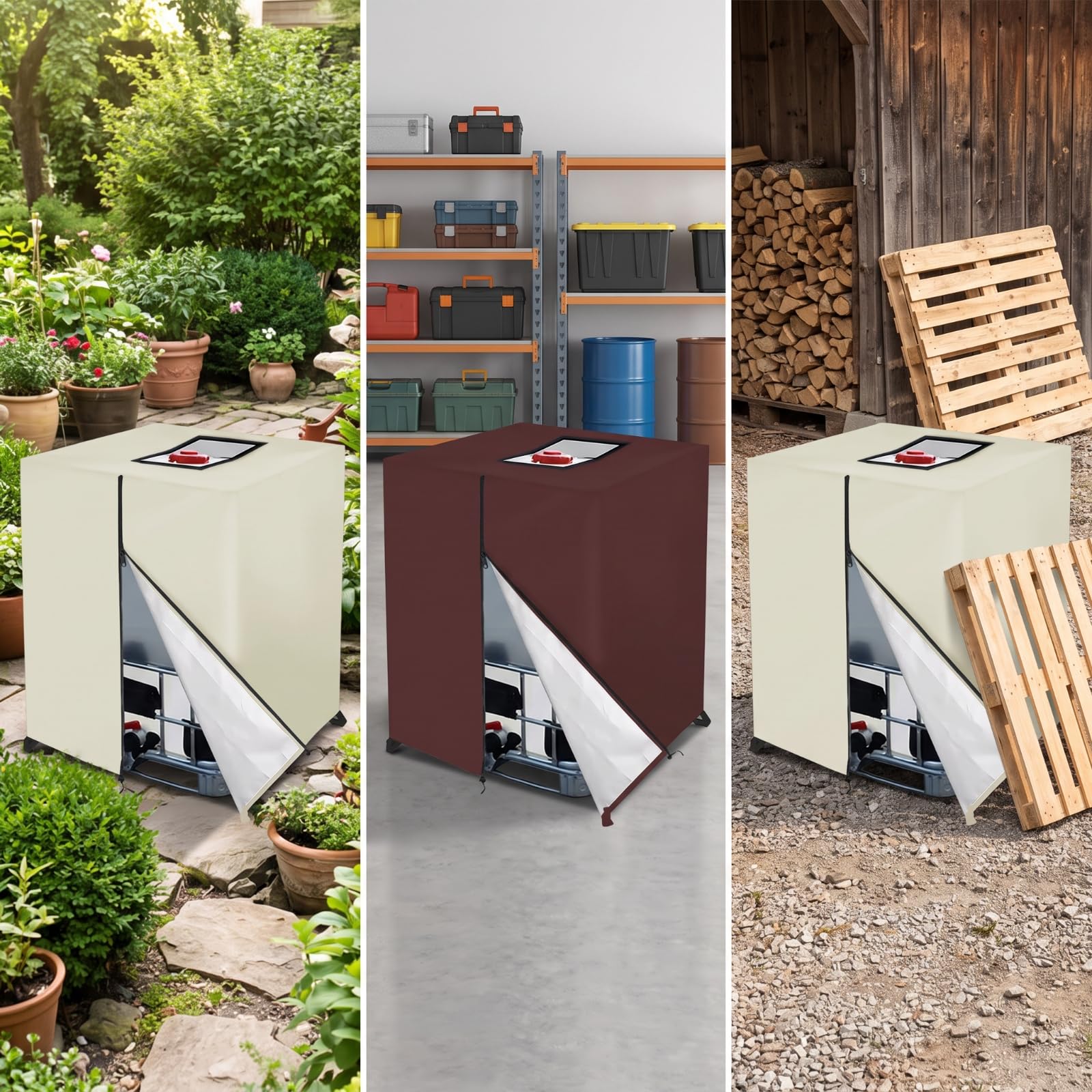 Copertura per Cisterna con Cerniera | Impermeabile, Tessuto Oxford 420D, Rivestimento, per Giardino, Orto , Beige