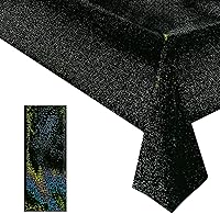 Vista 11 de 2 piezas de mantel holográfico negro con láser, mantel espacial de galaxia, mantel de 40 * 108 pulgadas con estrellas brillantes, mantel