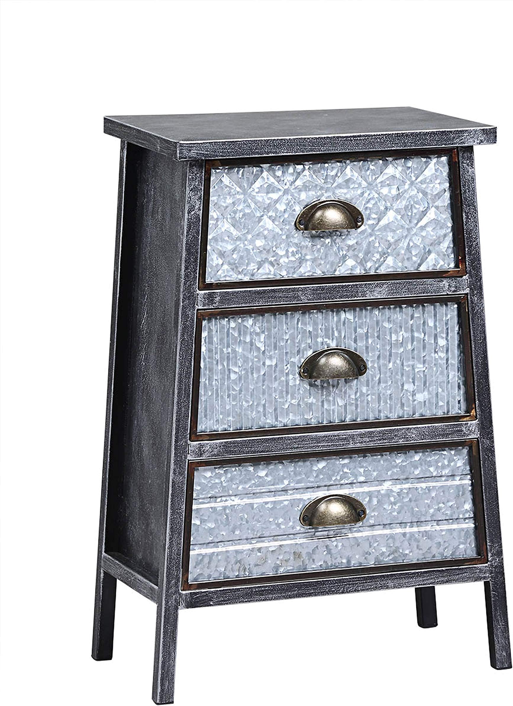 4D Concepts Armata Collection DRAWER CHEST, Multi textured metal Gray and Galvanized