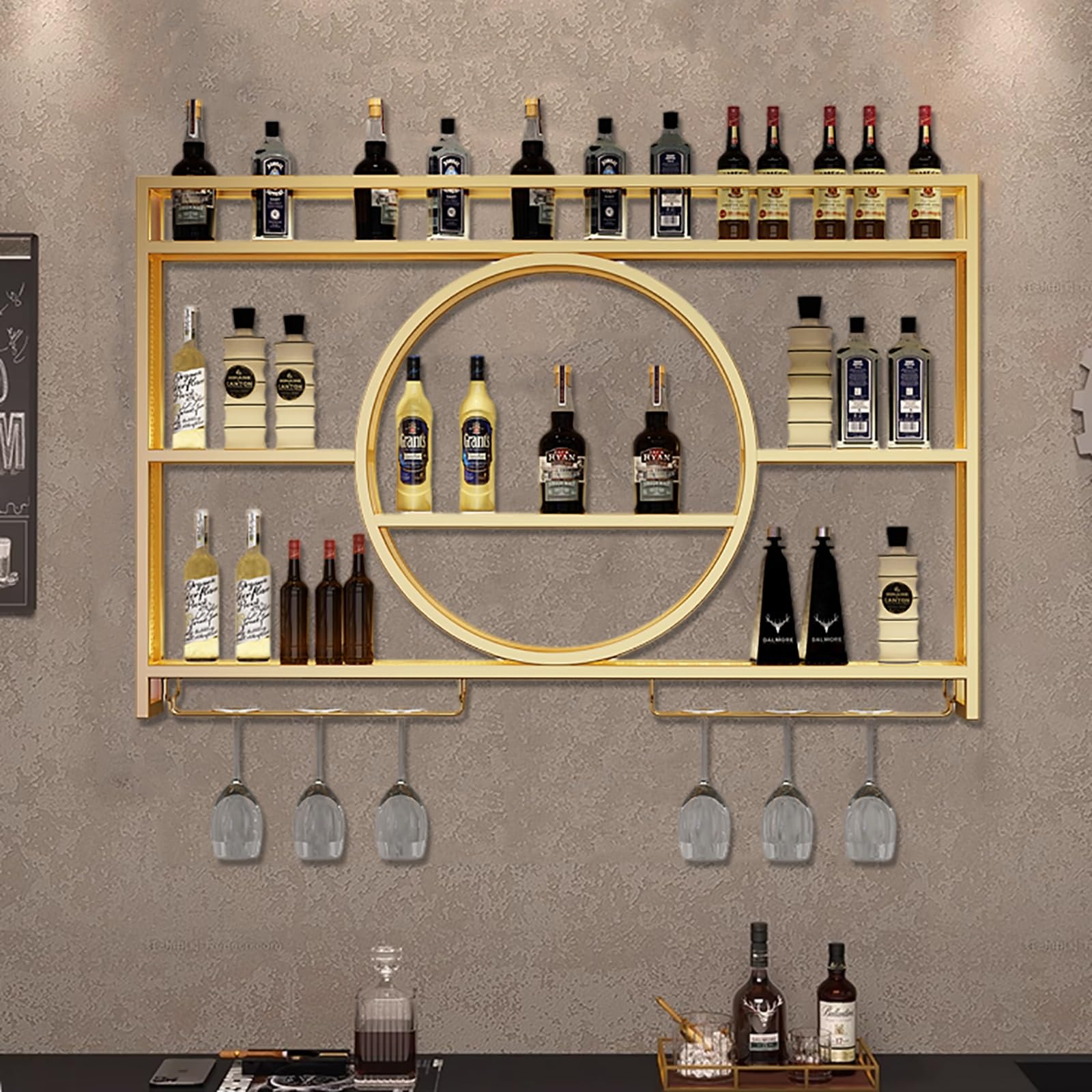 Étagère de bar en fer pour optimiser l'espace et ranger vos verres suspendus