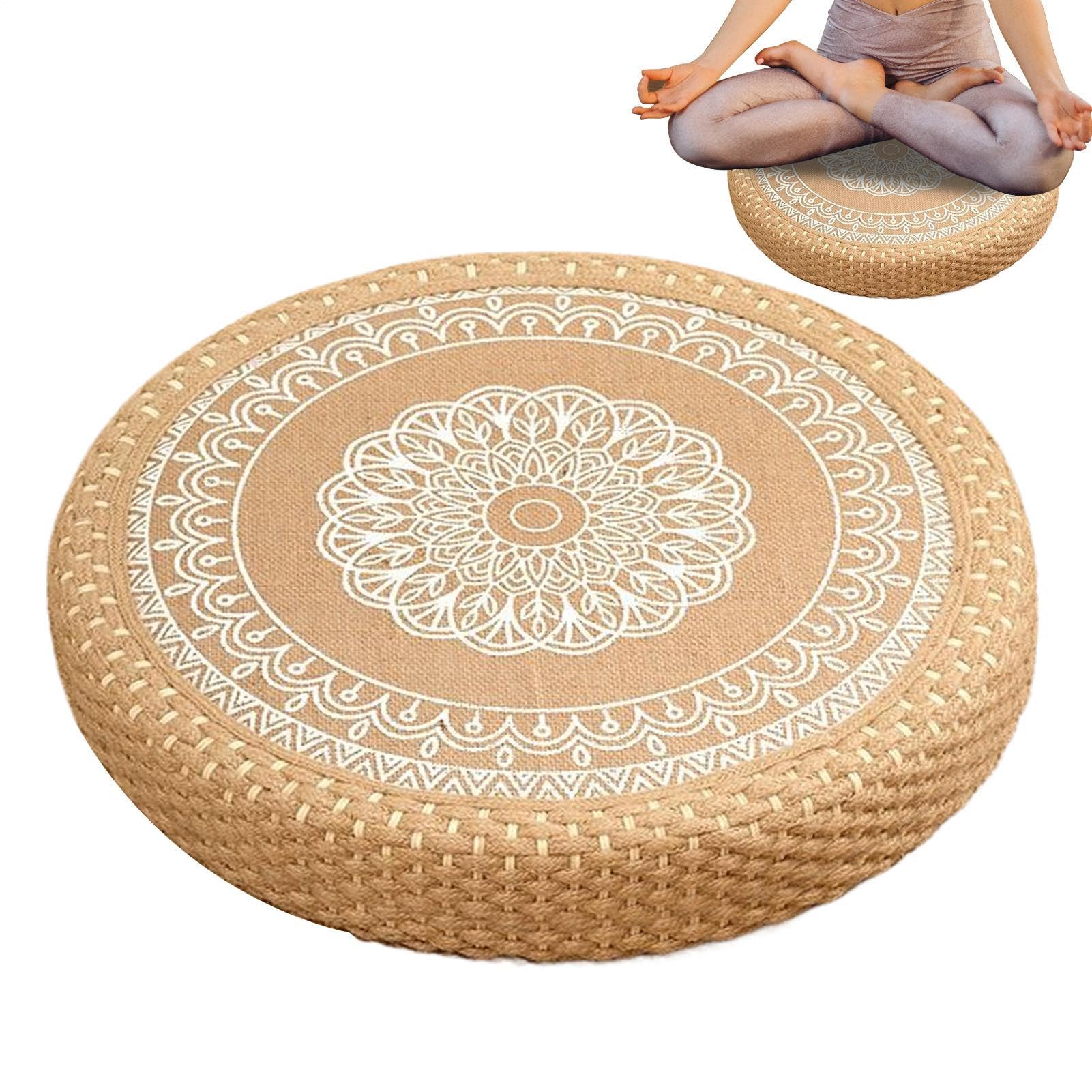 Cuscino per Meditazione Cuscino Rotondo Intrecciato a Mano per Sedute a | Seduta Morbida e Stabile per Yoga Soggiorno Meditazione