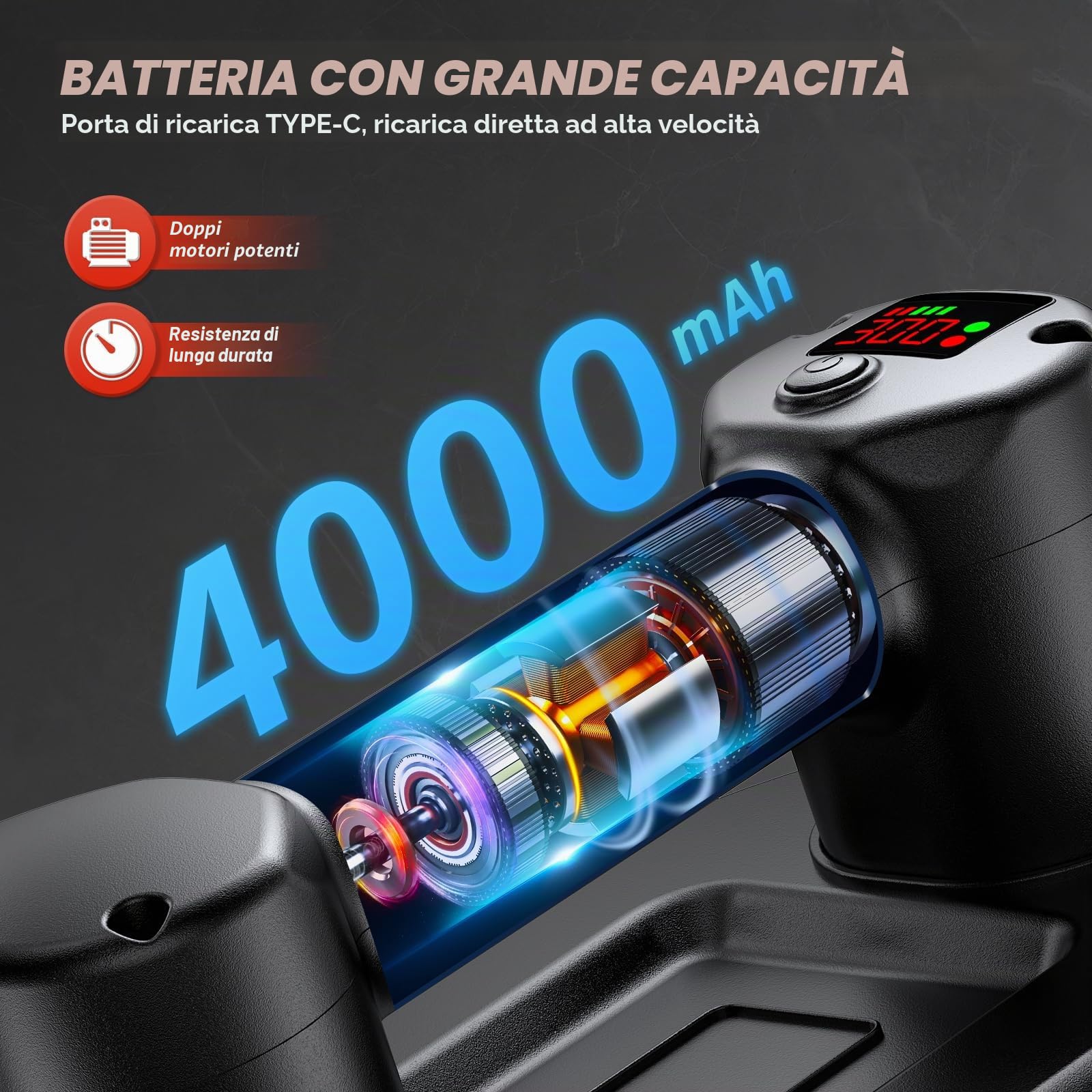 Ventosa a Batteria per Piastrelle Ventosa Elettrica,Diametro 24 cm, 2 Motori, 300 KG di Forza di Aspirazione,Batteria da 4000 mAh, Display LCD per Potenza di per Pavimenti, Piastrelle Murali, Vetro