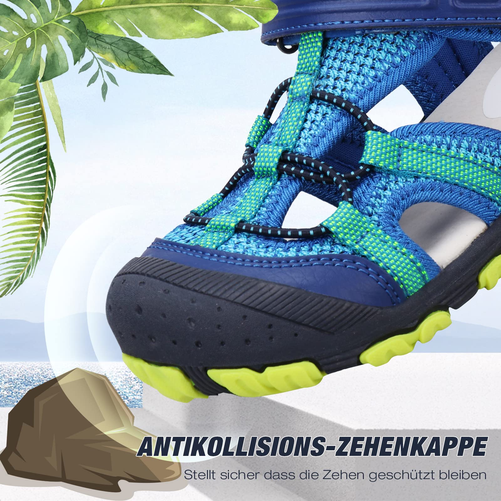 UOVO Sandales Garçon avec Semelle Souple Antidérapante Sandales de Plein Air Respirantes à Boucle Clip Bout Renforcé pour Enfants (24-38) Chaussures Été Confortables et Durable