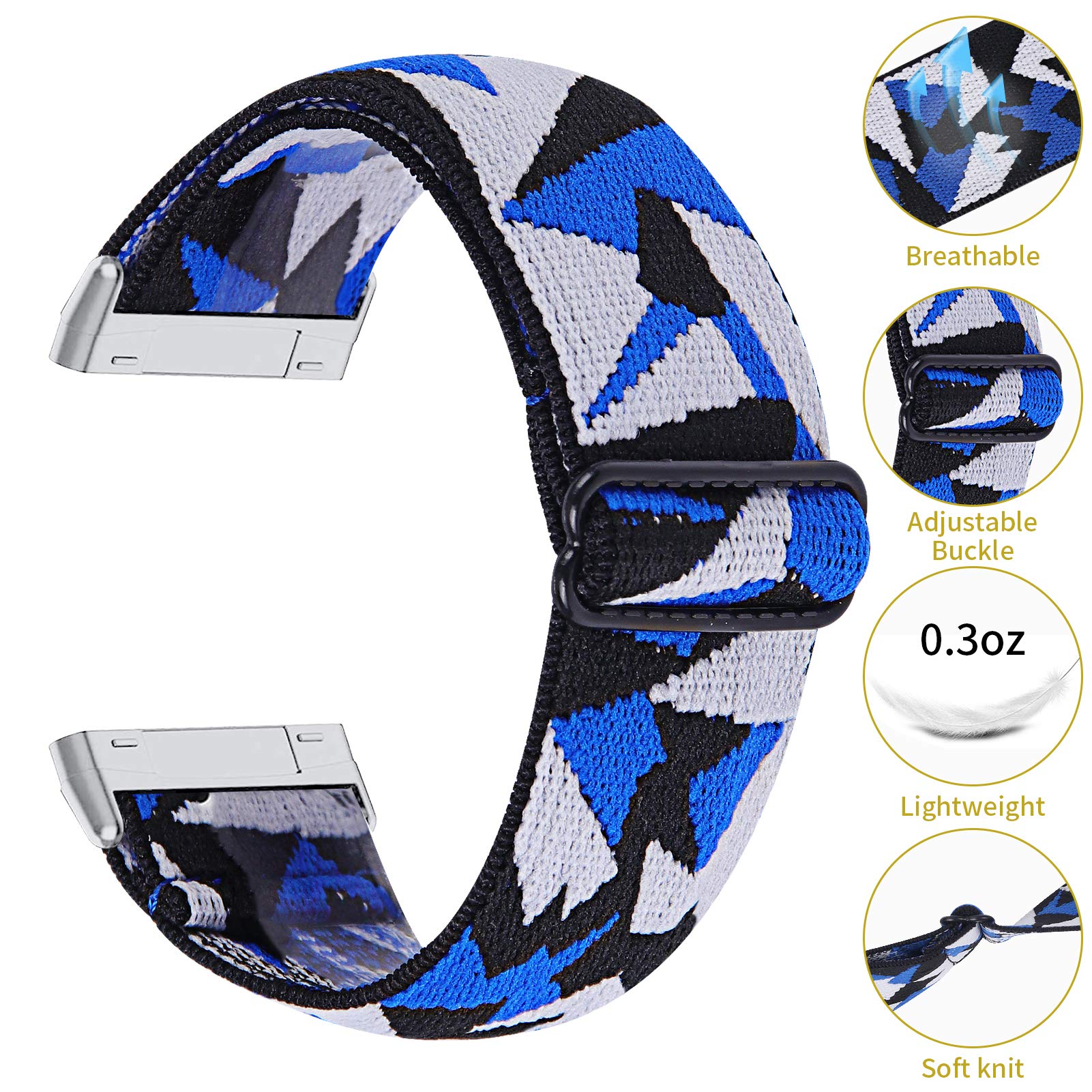 TRISTRAPS Nylon Watch Strap Compatible with Fitbit Versa 3/Sense Strap,Soft Elastic Breathable Replacement Sport Wristbands for Men/Women,18 Colours for Chosen (Camouflage) - Image 4