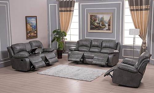 Miniatura 105 de Betsy Furniture 8018 - Juego de sillón reclinable de cuero reconstituido, para sala, sofá reclinable, sofá de dos piezas y sillón de cuero