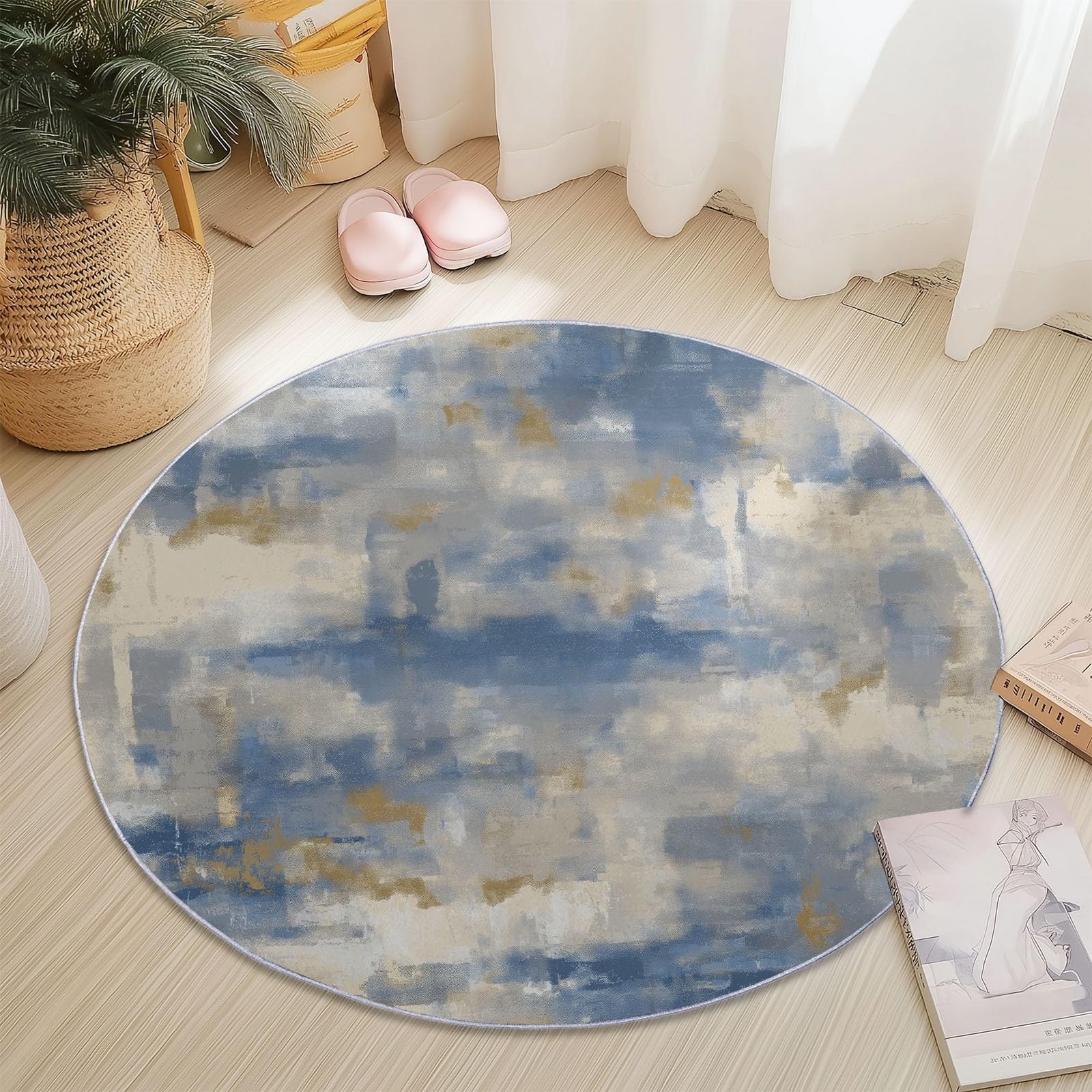 Tapis rond graffiti élégant doux lavable isolation phonique 100cm