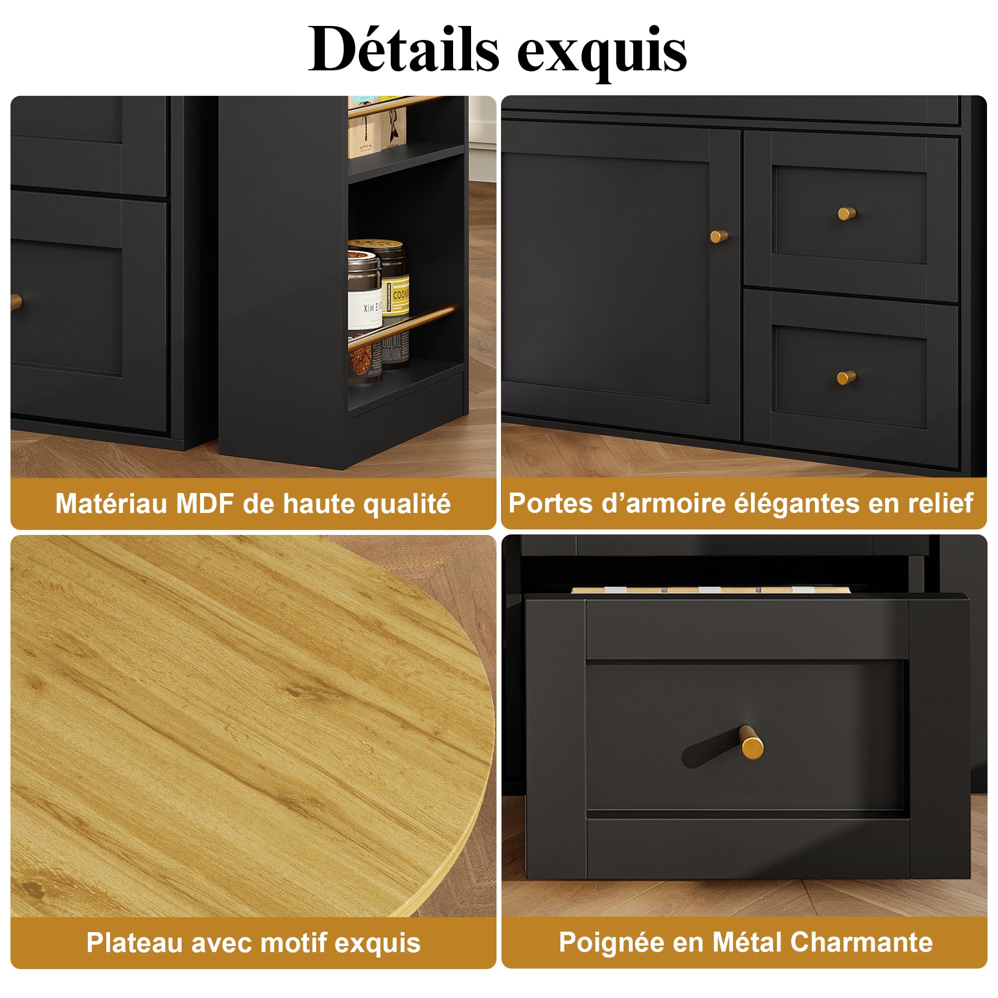 Idemon Mesa de bar extensible con espacio de almacenamiento (138 – 204 × 39 × 105 cm), armario de cocina, aparador con estante para aperitivos, mesa de bar telescópica, mesa alta de bistró, mesa alta