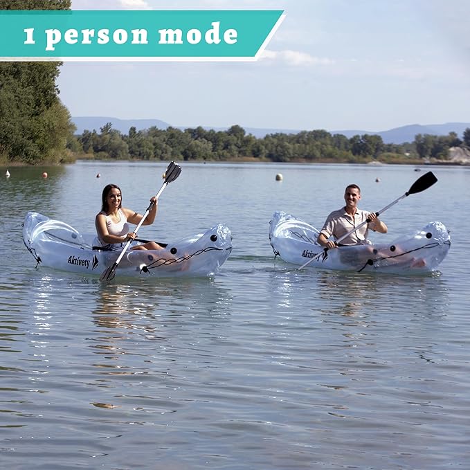 Kayak Inflable Transparente para 2 Personas con Asientos, Bomba y Remos miniatura 4