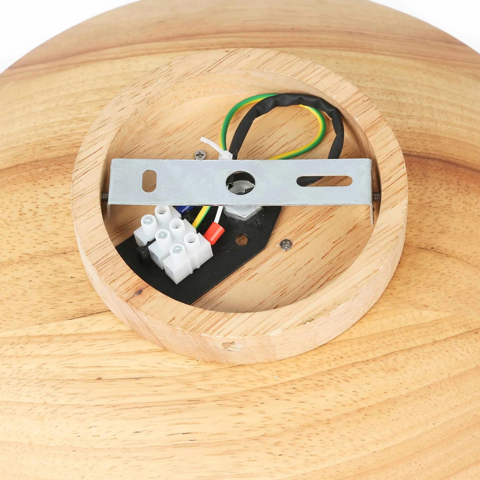 BARCELONA LED Applique da Parete in Legno Rotonda Ø28cm con Sfera in Vetro Bianco G9, Lampada da Muro Stile Nordico Japandi Vintage Industriale, per Camera Salotto Ufficio Scala Ristorante Bar