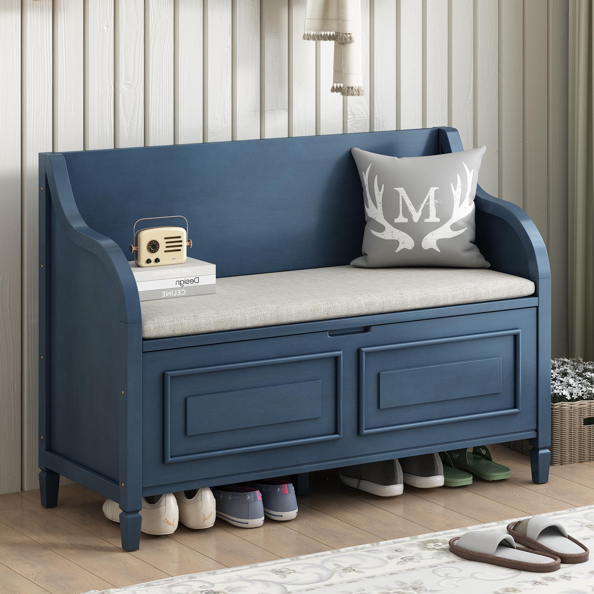 Amazon.com: Klwenas Maec Rustic Style Church Pew Bench with Hidden