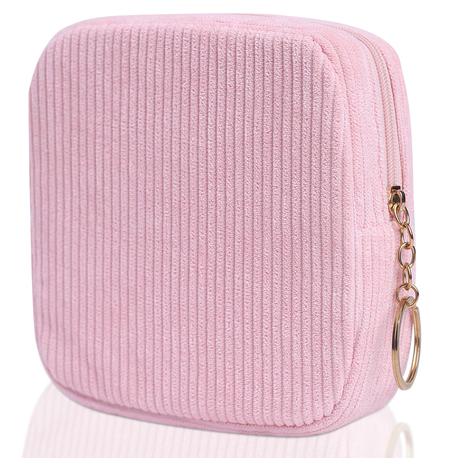 Bolsa de almacenamiento de servilletas sanitarias, bolsa de pana preppy para mujer, bonita bolsa de período portátil con cremallera, bolsa de almohadillas sanitarias para tampones para bolso,