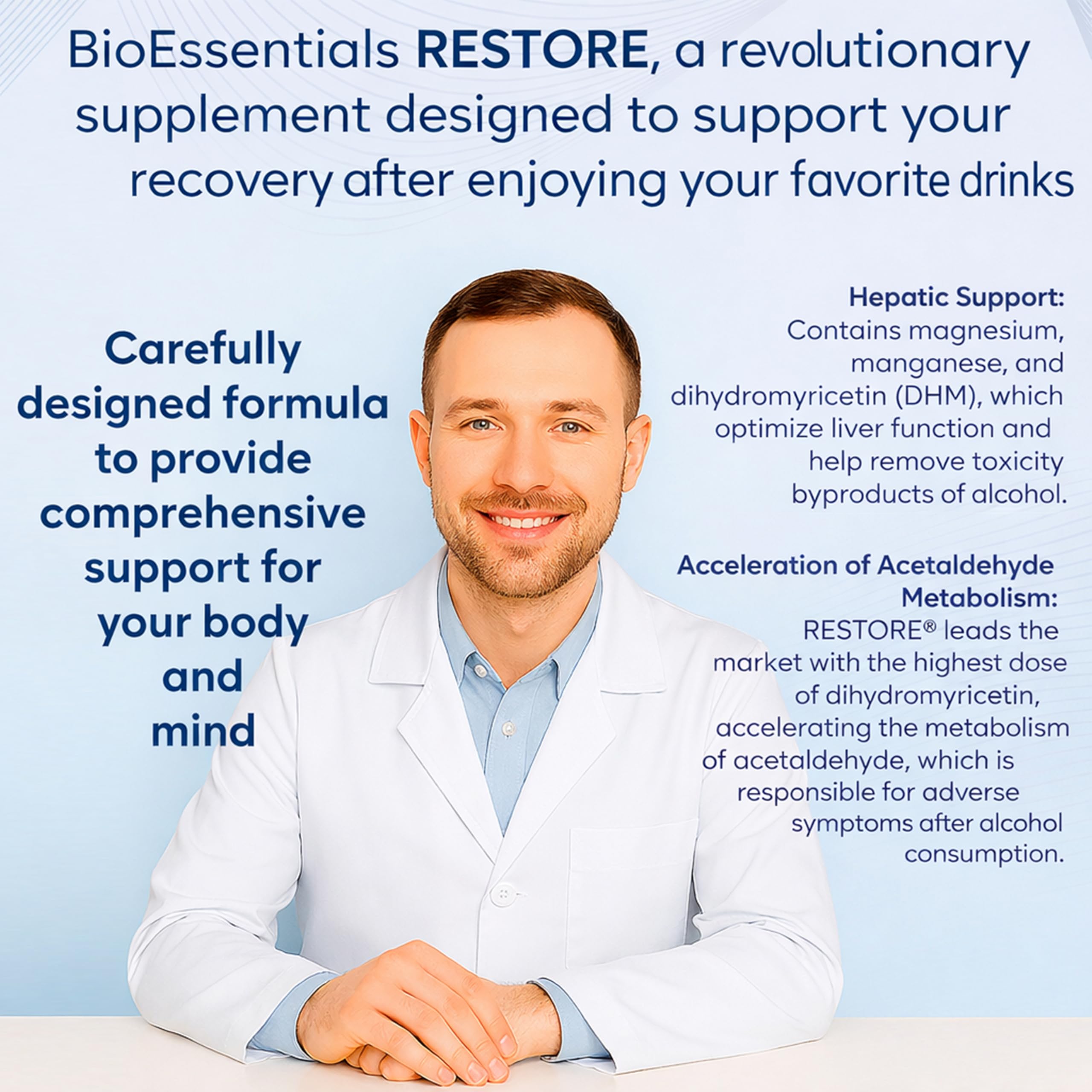 Restore – Lepsze Poranki i Wsparcie Wątroby – DHM 894 mg, NAC 300 mg, Ostropest 250 mg, Kudzu i Elektrolity – 72 Kapsułki Wegańskie · 24 Porcje