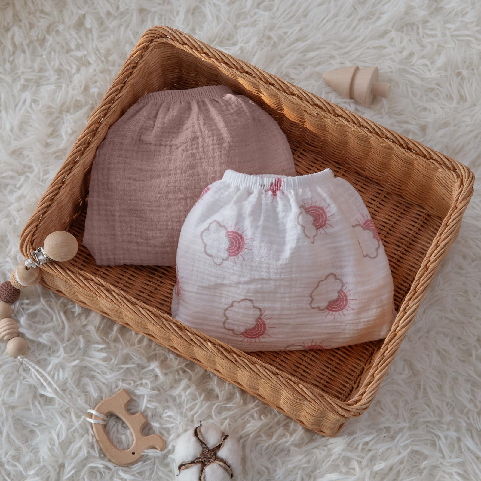 Soarwg Kids Prześcieradło z gumką do wózka dziecięcego, 2 sztuki, pokrowiec na materac dla noworodka, 100% bawełna muślinowa, kosz mojżeński, prześcieradło z gumką, kolor światła słonecznego, 83 x 43
