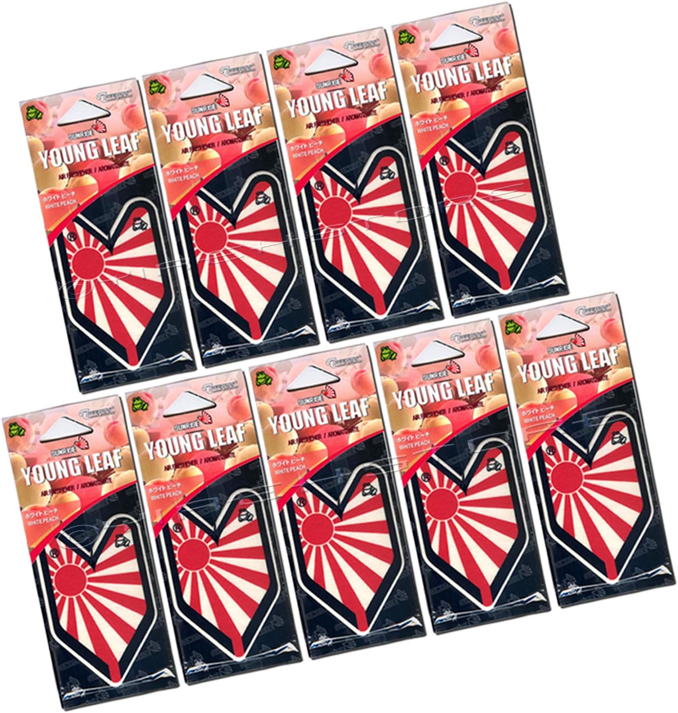 Treefrog Wakaba Young Leaf Sunrise White Peach Scent 9 Packs, Premium Quality Paper Based air freshener JDM Product, Shoshinsha Mark